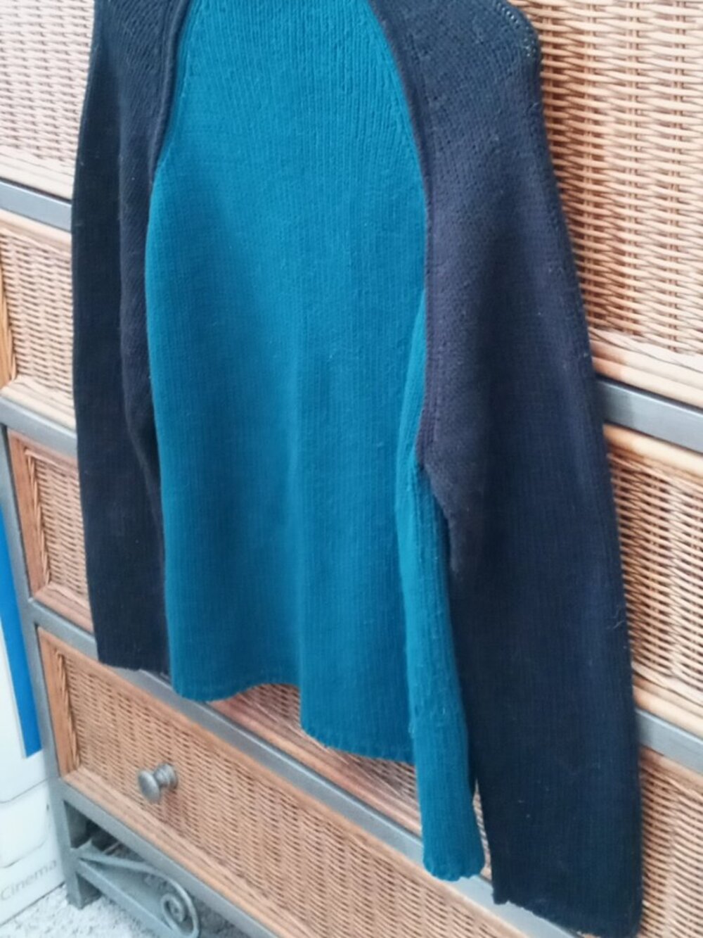 Cozy & Warm Coldwater Creek Teal & Black Mockneck Versatile Style Sweater - Picture 5 of 10